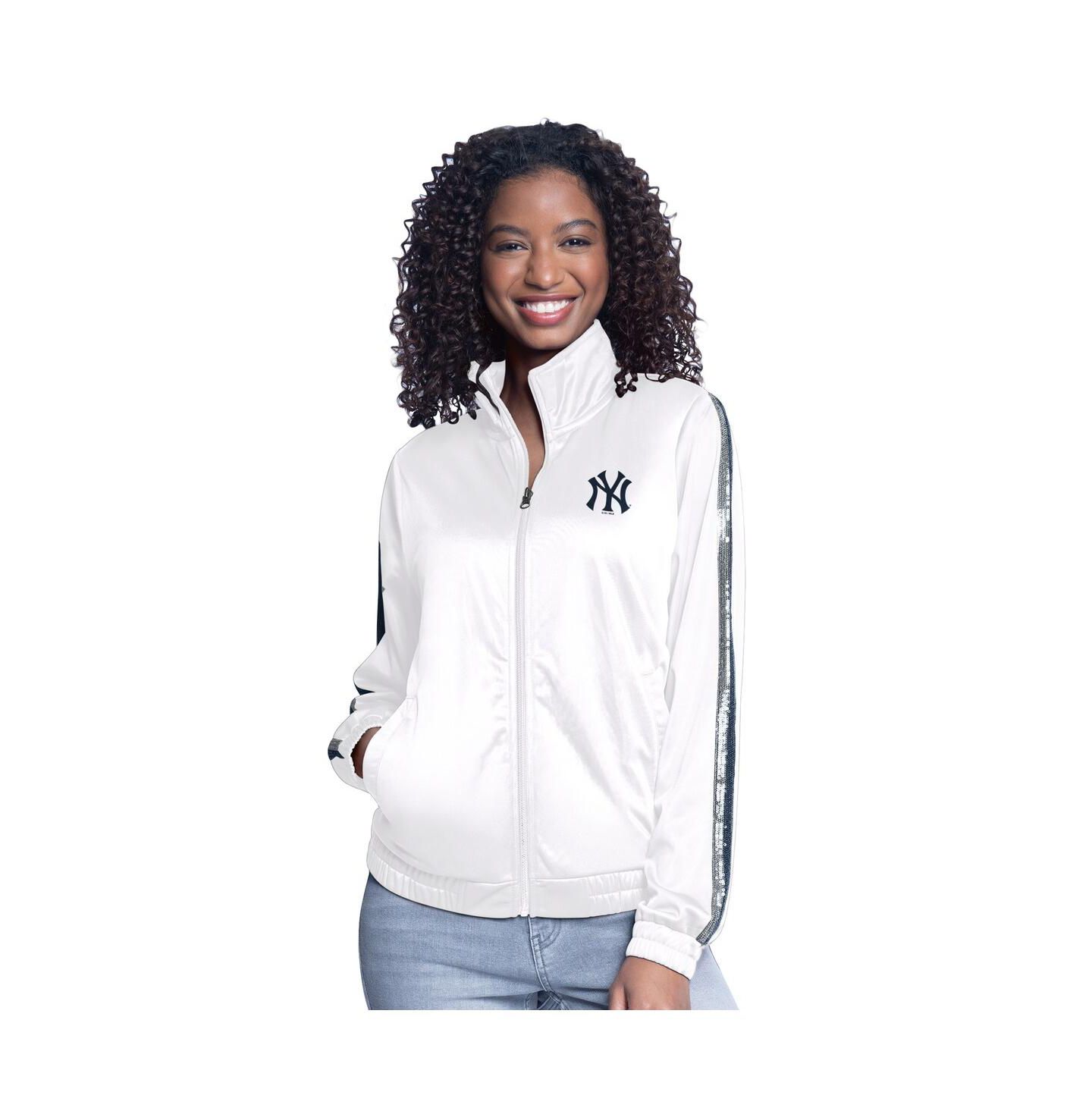 Женская куртка G-III Sports by Carl Banks White New York Yankees Gear II Full-Zip Track Jacket — фото 1