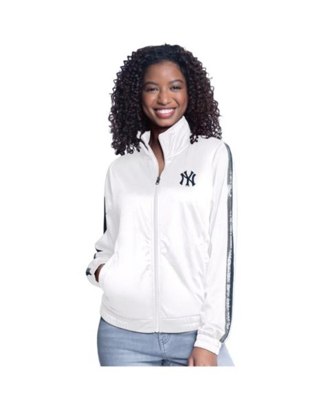 Женские куртки G-III Sports by Carl Banks Women's White New York Yankees Gear II Full-Zip Track Jacket