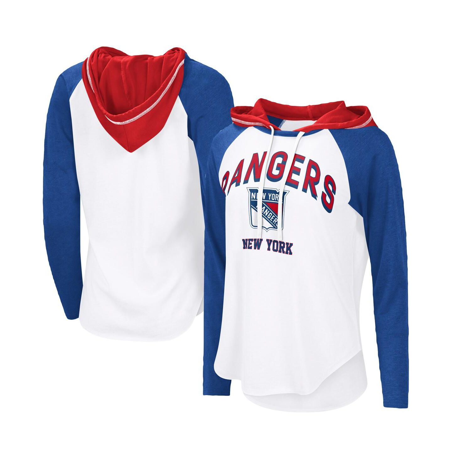 Женское худи G-III 4Her by Carl Banks White/Royal New York Rangers VIP Raglan Long Sleeve T-Shirt — фото 1