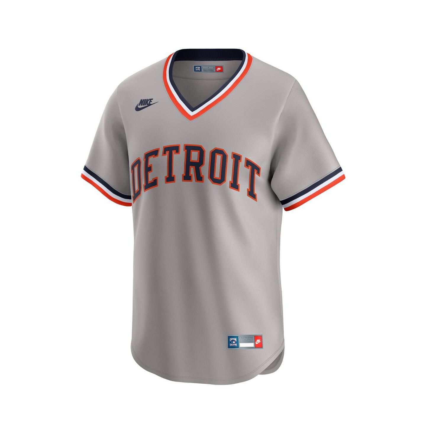 Мужской топ Nike Gray Detroit Tigers Throwback Cooperstown Collection Limited Jersey — фото 3