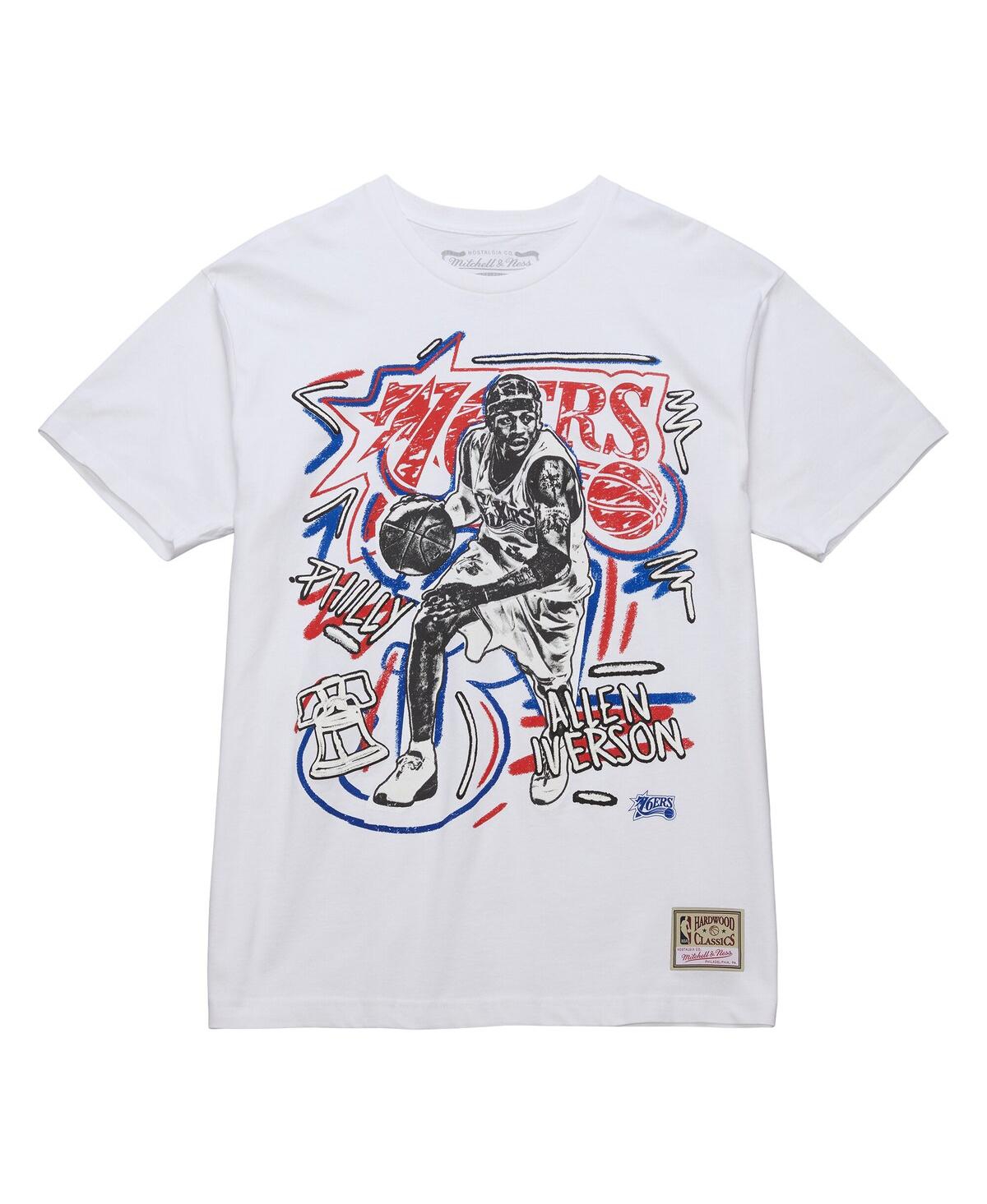 Mitchell & Ness Men's Allen Iverson White Philadelphia 76ers Hardwood Classics Chalked Up T-shirt In White