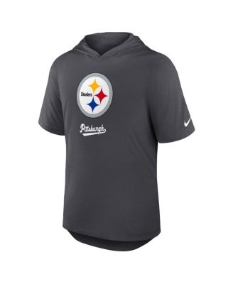 Men's Anthracite Pittsburgh Steelers Tri-Blend Performance Hoodie T-Shirt