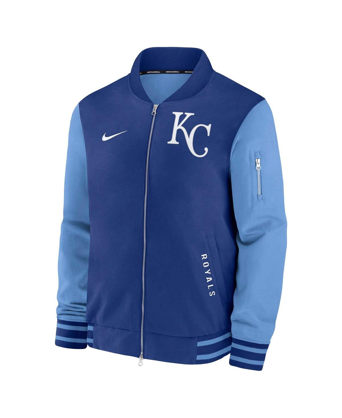 Nike Men's Royal/light Blue Kansas City Royals Authentic Collection Dugout Full-zip Bomber Jacket In Blue
