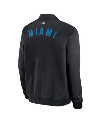 Men's Black Miami Marlins Authentic Collection Dugout Full-Zip Bomber Jacket