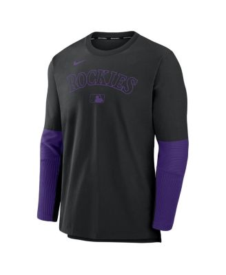 Men's Black/Purple Colorado Rockies Authentic Collection Player Lightweight Performance Long Sleeve Top