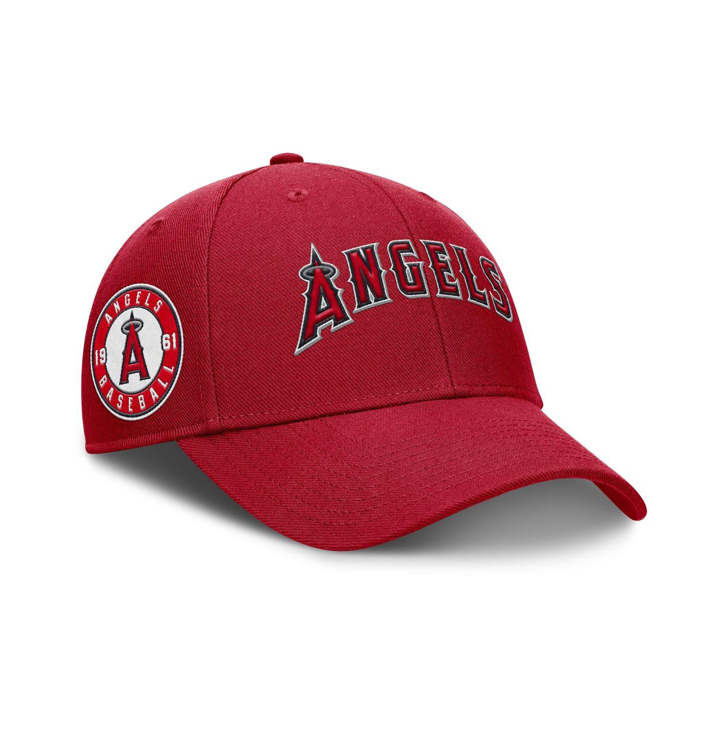 Мужская кепка Nike Red Los Angeles Angels Rise Gaberdine Adjustable Hat — фото 1