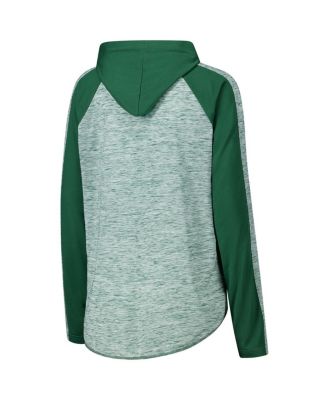 Women's Green Michigan State Spartans Underdog Bling Raglan Long Sleeve Hoodie T-Shirt