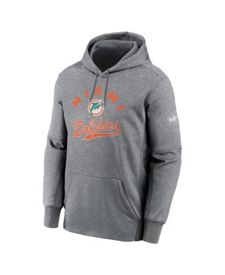 Men's Heather Gray Miami Dolphins Performance Fleece Pullover Hoodie