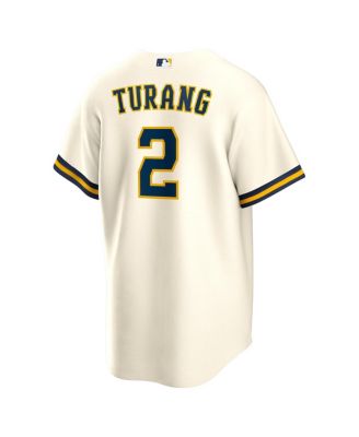 Men's Brice Turang Cream Milwaukee Brewers Home Replica Jersey