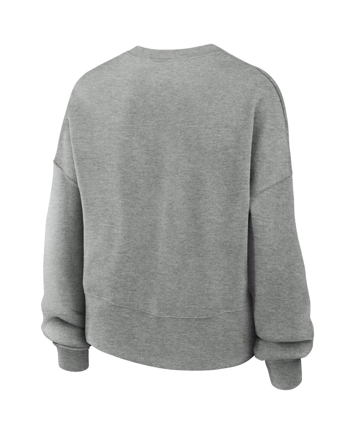 NIKE WOMEN'S HEATHER GRAY NORTH CAROLINA TAR HEELS LEGACY FLEECE CLASSIC ARCH OVERSIZED CROPPED TACKLE TW 