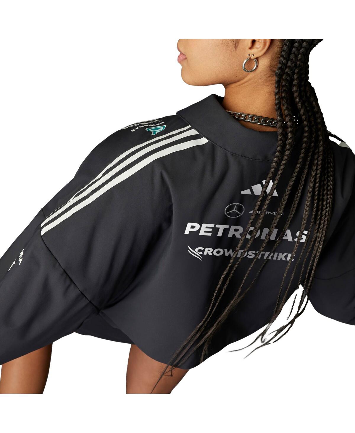 Shop Adidas Originals Women's Black Mercedes-amg Petronas F1 Team Team Wear Loose Full-zip Jacket