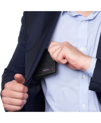 Mens Genuine Leather RFID Safe Bifold Wallet Passcase 2 ID Windows