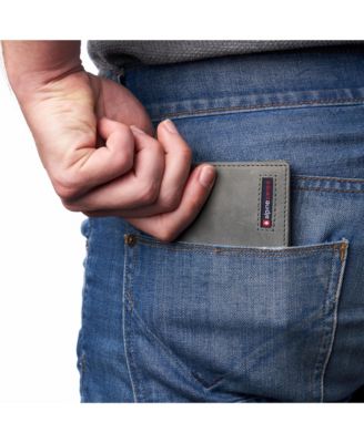 Mens Commuter RFID Bifold Wallet 2 ID Windows Divided Bill Section