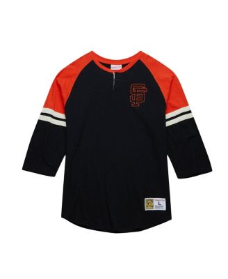 Men's Black San Francisco Giants Cooperstown Collection Legendary Raglan Slub Henley 3/4-Sleeve T-Shirt