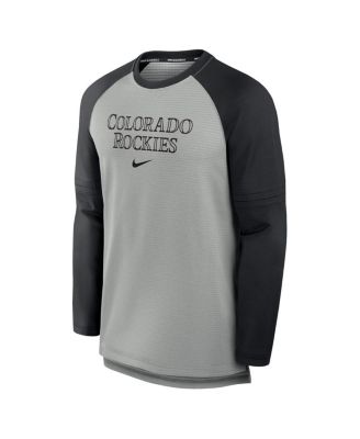 Men's Heather Gray/Black Colorado Rockies Authentic Collection Game Time Raglan Performance Long Sleeve T-Shirt
