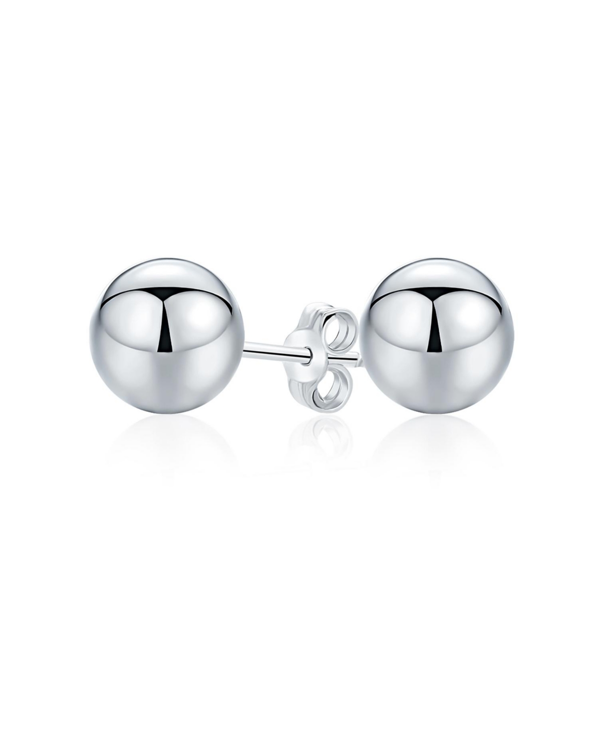 Bling Jewelry Minimalist Plain Simple Round Bead Ball Tragus Cartilage Stud Earrings Shiny Polish .925 Sterling Silver
