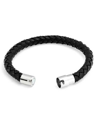 Stackable Woven Weave Braided Leather Bracelet Woven Bangle Bracelet Stainless Barrel Clasp
