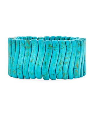 Fashion Trendy Boho Wave Beads Wide Flat Compressed Stretch Bracelet Western Jewelry