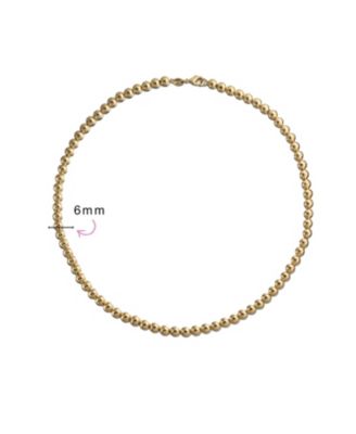 Classic Simple 6MM Round Bead Strand Necklace Gold 16 Inch
