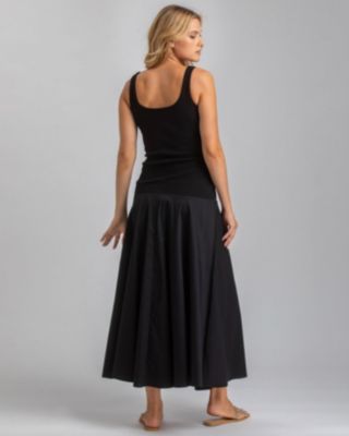 Maternity Sleeveless Rib Knit Jersey & Cotton Mirabelle Twofer Dress