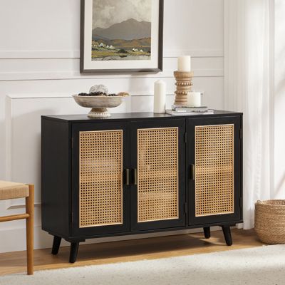 Mid-century Modern Pidcock Contemporary Door Accent Cabinet with Rattan