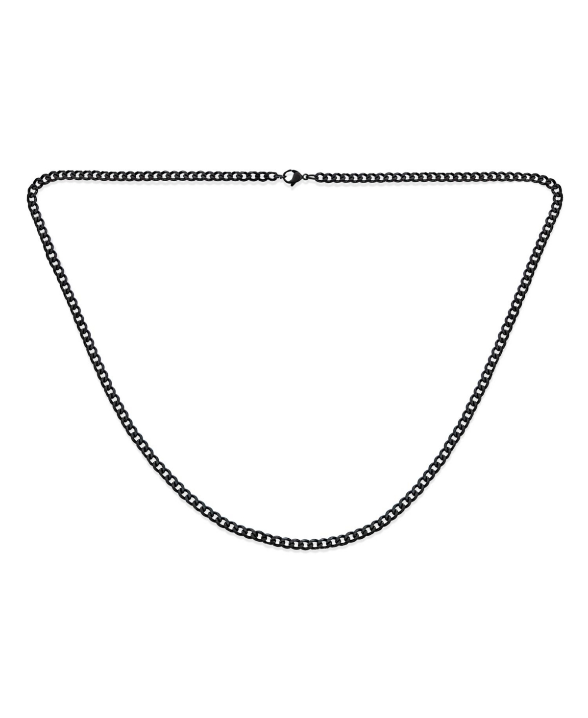 Heavy Duty Biker Jewelry Solid Curb Link Chain Necklace Gold Tone Stainless Steel 4MM - Black