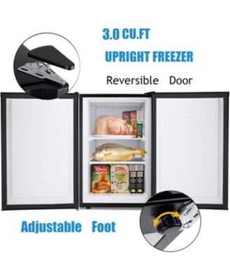 3.0 Cu.Ft Upright Mini Freezer – Compact Stainless Steel with Reversible Door, Temp Control & Removable Shelves for Dorm, Home, Office