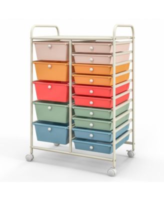 15-Drawer Utility Rolling Organizer Cart with Multi-Use Storage