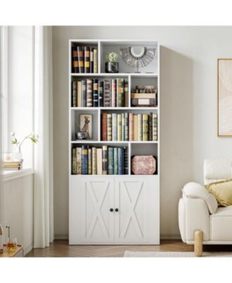 Bookcase with Doors, Tall Bookshelf with Storage, Bookshelves