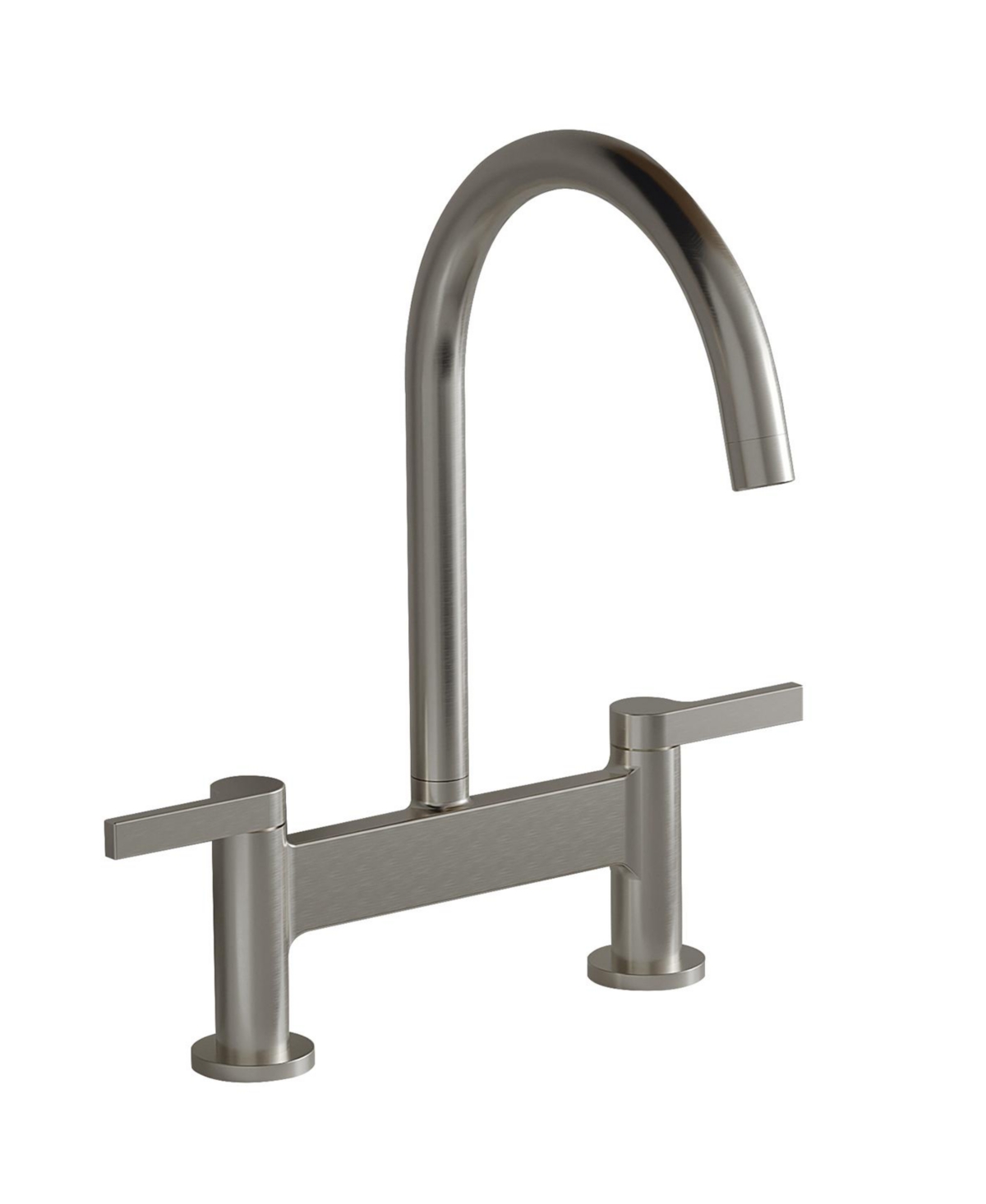 Modern Double Handle 2 Holes Deck Mount Bridge Kitchen Faucet With 360 Swivel Spout Sink Faucet In Brushed Nickel - Polished chrome