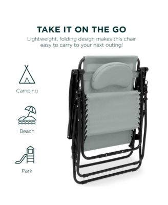 Oversized Zero Gravity Chair, Folding Outdoor Patio Recliner w/ Cup Holder