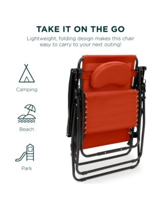 Oversized Zero Gravity Chair, Folding Outdoor Patio Recliner w/ Cup Holder