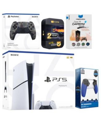 Playstation 5 Slim Disc with Controller, Trigger Stop Kit and MightySkins Decal Voucher + 2 Year CPS Extended Warranty