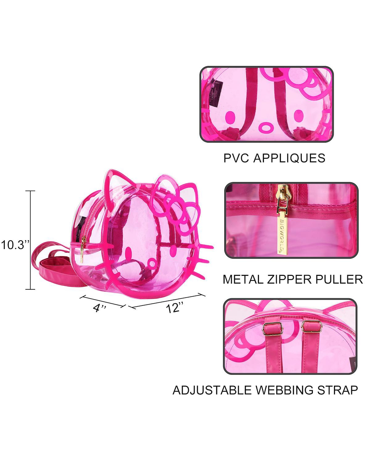 Hello Kitty Character Head Clear Adult Pink Pvc 12" Mini Backpack