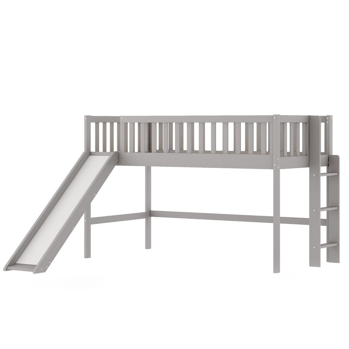 Traditional Loft Bunk Bed &#x2013; Sturdy Wood Frame for Kids, Teens, or Guest Rooms - Grey