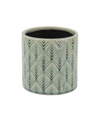 Ceramic Round Planter with Geometric Pattern – Versatile Pot for Garden & Home