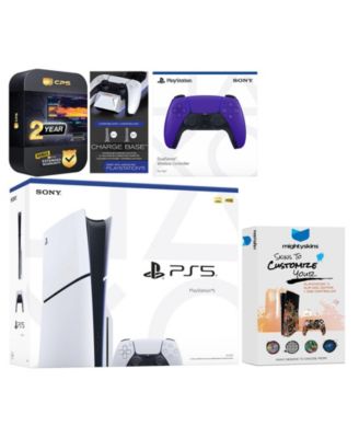Playstation 5 Slim Disc with Extra Volcanic Red Controller, Charging Dock and MightySkins Decal Voucher + 2 Year CPS Extended Warranty
