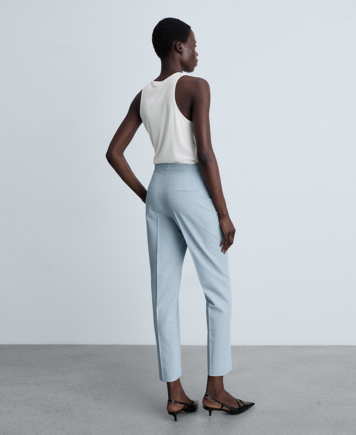 Shop Mango Women's Straight Suit Trouser Pants In Sky Blue