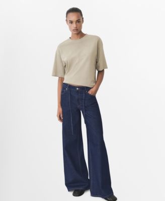 MANGO - Women's Low-Rise Wide Leg Jeans
