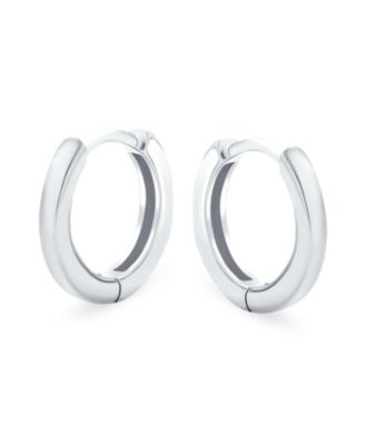 Basic Simple Thin Huggie Hoop Kpop Earrings 14K Gold Plated .925 Sterling Silver Flat Hinge