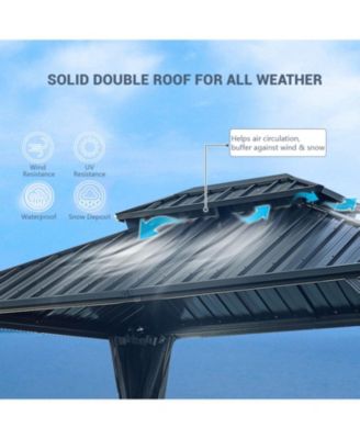 Streamdale 10'x12' Hardtop Gazebo, Steel Roof, Aluminum Frame, Curtains & Netting