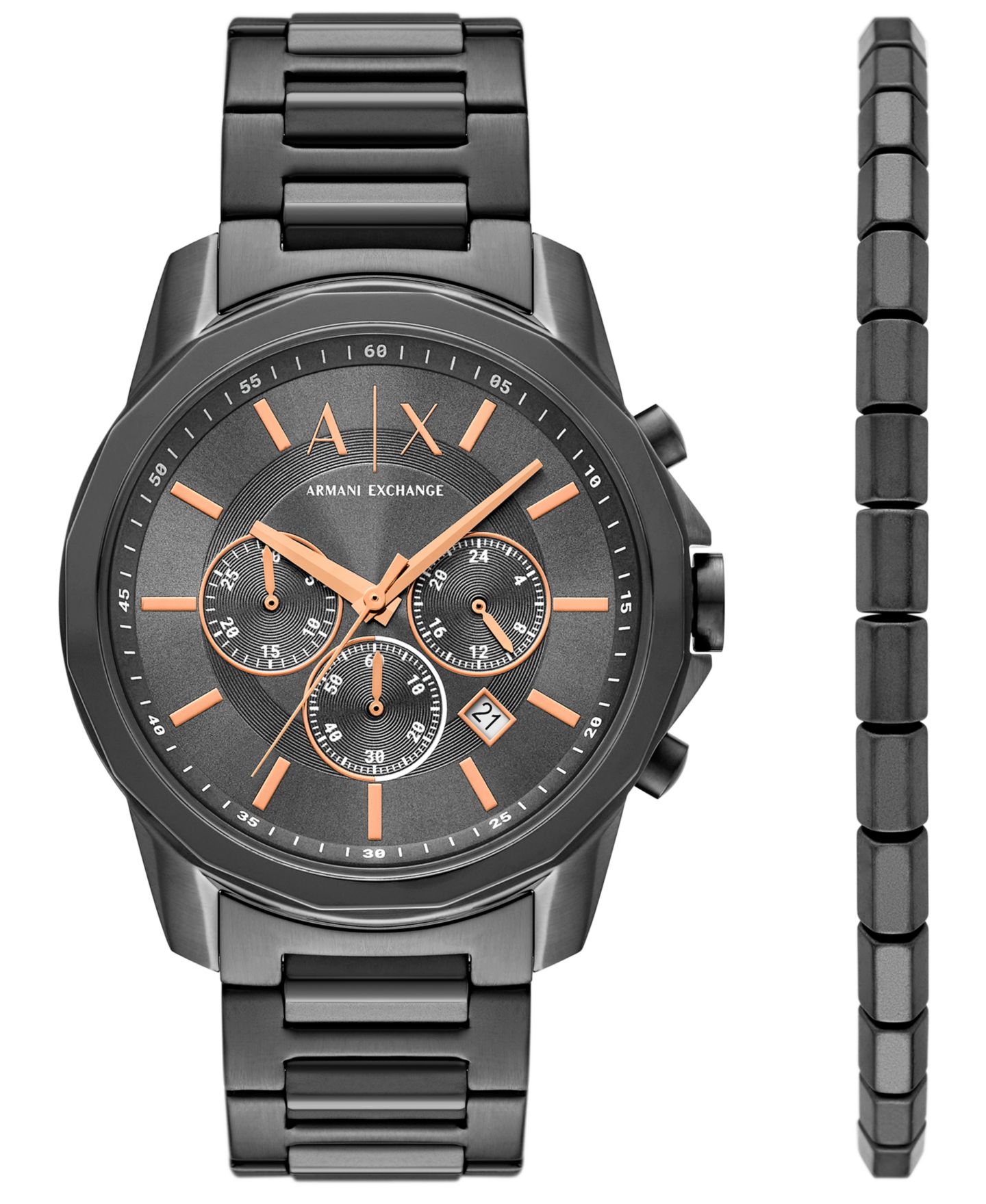Кварцевые часы-хронограф A|X Armani Exchange из стали цвета вороненой стали, 44 мм — фото 1