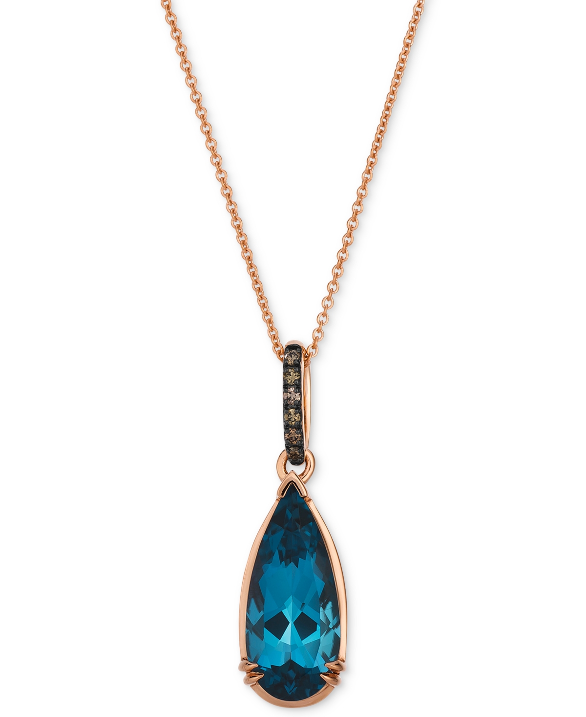 Le Vian Chocolatier Deep Sea Blue Topaz (3-1/2 Ct. T.w.) & Chocolate Diamond (1/20 Ct. T.w) Pendant Necklace In Rose Gold