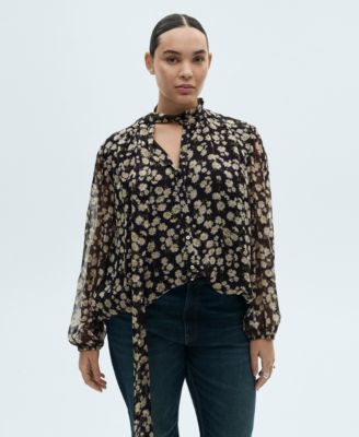 Women's Floral Tie Blouse