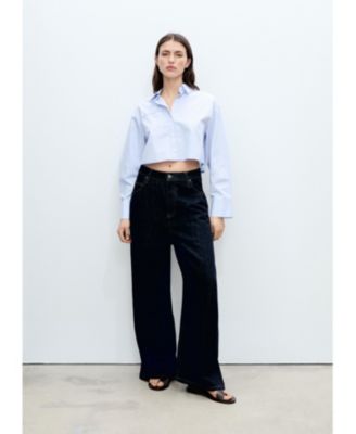 Women's Seam Detail Striped Crop Shirt