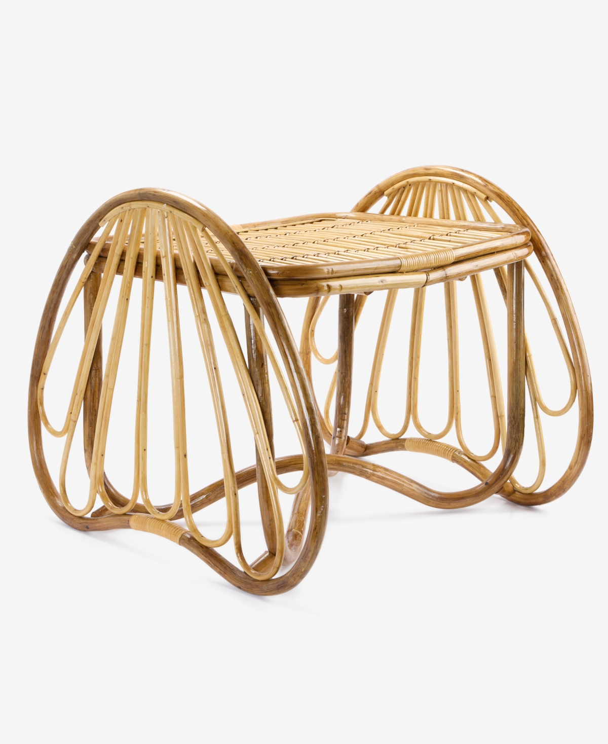 Handmade Rattan Stool and Plant Stand, Boho Accent Furniture - Natural Rattan