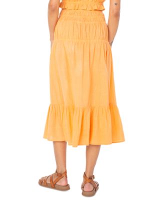 Juniors' Malia Cotton Solid Tiered Midi Skirt