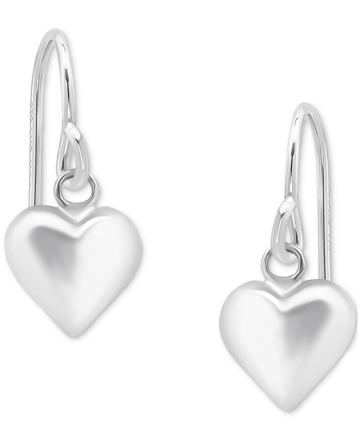Giani Bernini Polished Heart Drop Earrings, Exclusively At Macy's In Silver