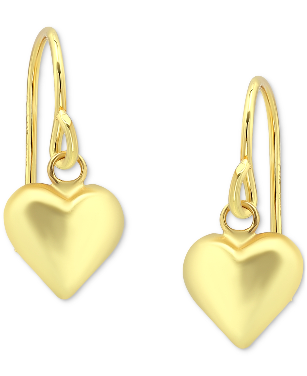 Giani Bernini Polished Heart Drop Earrings, Exclusively At Macy's In Gold Over Silver
