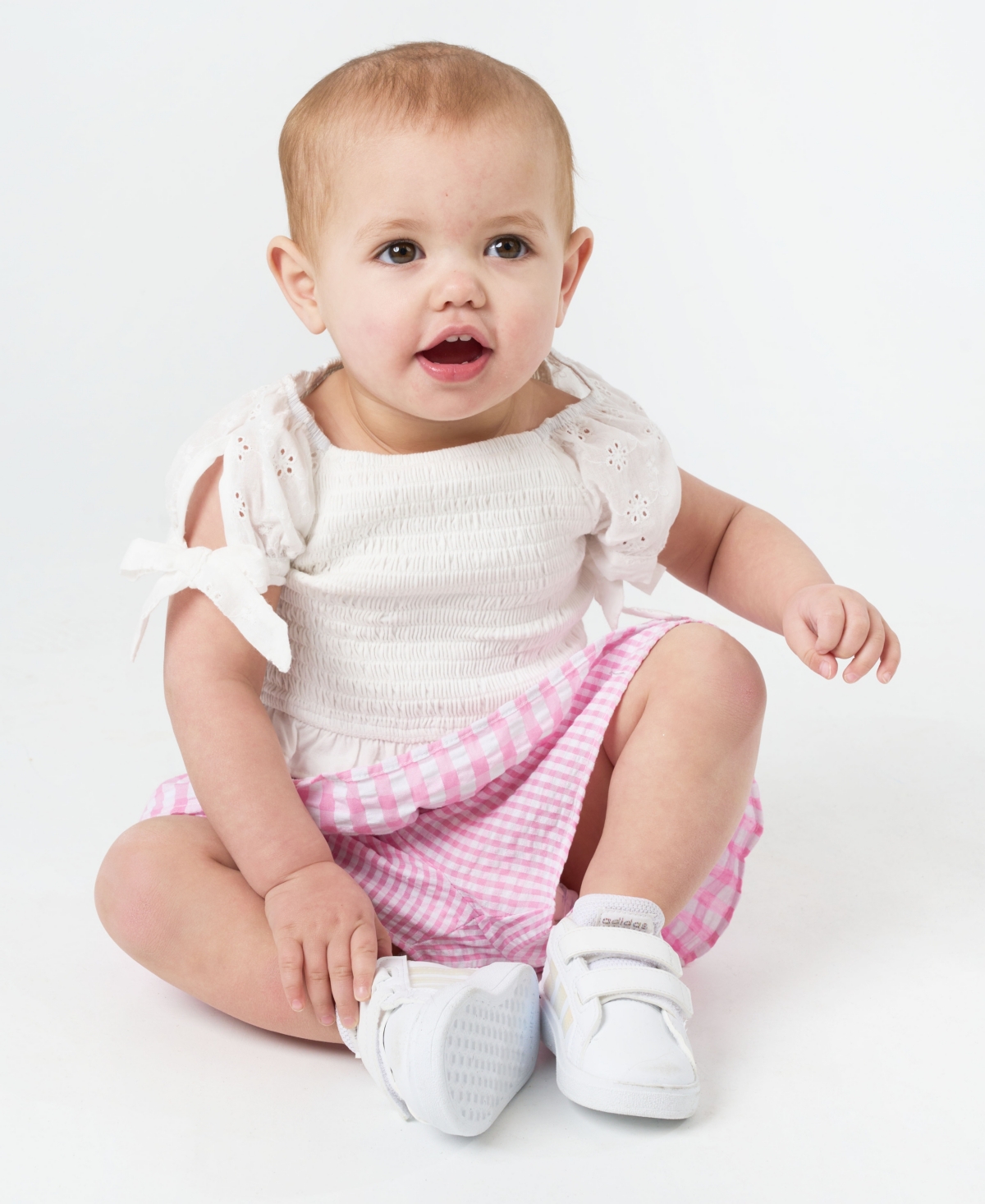 Rare Editions Baby Girls 2-piece Puff Sleeves And Seersucker Short Set In White